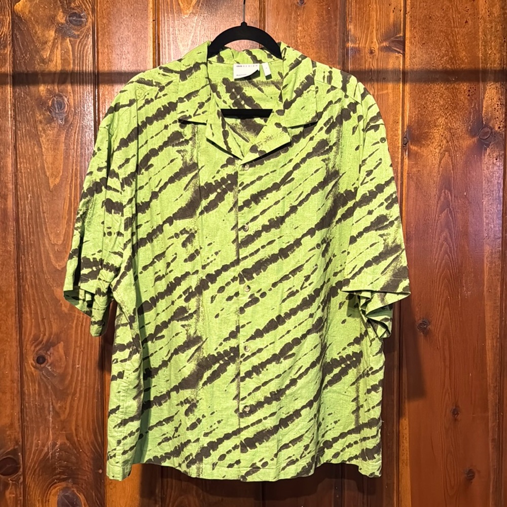 ASOS Green and Black Casual Button Down Shirt with Bold Print
